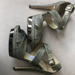JIMMY CHOO Kuki Platform Sandal Lame Glitter